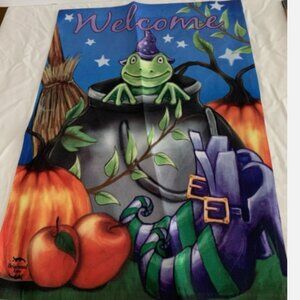 Halloween Garden Flag Welcome Frog 18.25" x 13" (single-sided not blank)